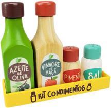 Coleção Comidinhas - Kit Condimentos de Madeira infantil 5pc - NewArt