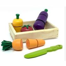 Colecao Comidinhas - Kit Legumes com corte + Faca + Caixa - Newart