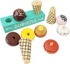 COLEÇÃO COMIDINHAS SORVETE NEWART - Brinquedo Educativo de Madeira