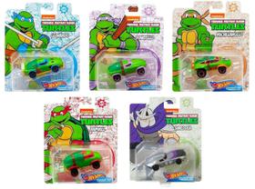 Coleção Completa com 5 Miniaturas Tartarugas Ninja - Character Cars - 1/64 - Hot Wheels