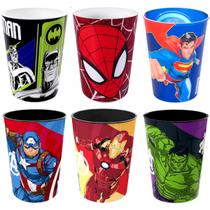 Coleção Copo Suco Refrigerante Café Super Heróis DC e Marvel kit com 6