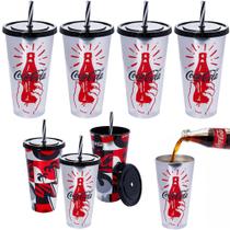 Coleção Copos Retrô Coca-Cola 700ml com Tampa e Canudo