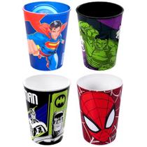 Coleção Copos Suco Refrigerante Hulk Spiderman Superman Batman