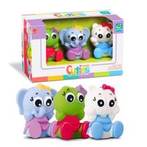 Coleçao Cuties - Brinquedos De Vinil Para Bebê - A partir de 3 Meses -Trio Meninas - Cometa