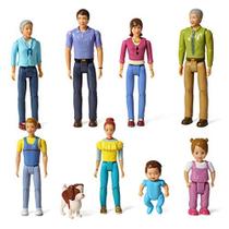 Coleção de bonecas de Beverly Hills Sweet Lil Family Friends Figures- Novo Conjunto de Adição de 9 Pessoas de Dollhouse - Vovó, vovô, mãe, pai, irmã, irmão, criança, bebê e cachorro