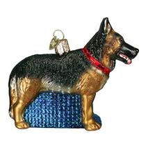 Coleção de cães de Natal do velho mundo Ornamentos soprados de vidro para a árvore de Natal, pastor alemão