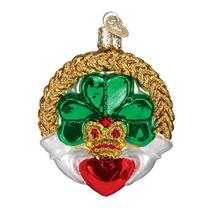 Coleção de presentes irlandeses de Natal do velho mundo Glass Blowown Ornaments para a árvore de Natal Claddagh