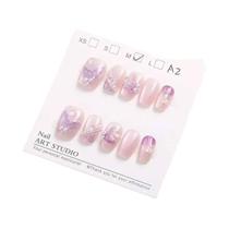 Coleção De Unhas Postiças Cat's Eye Jellyfish 10 Peças Unhas Falsas Com Pontas Destacáveis Em Forma