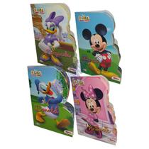 Coleção Disney Mickey Minnie Donald Margarida Livro Recortado - Kit 4 Volumes