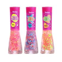 Coleção Esmalte Dailus Trago Confetes kit 3 cores copo cheio e coração vazio, não te dou bola, te levo até as estrelas. (3 produtos)