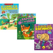 Coleção fábulas - 3 vol: a lebre e a tartaruga + a raposa e as uvas + a revolta dos ratinhos