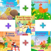 Coleção Fábulas: Tartaruga E A Lebre + Cigarra e a Formiga + Festa no Céu + Rato Do Campo E Rato Da Cidade + Galinha Ruiva