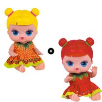 Coleção Frutinhas Kit 2 Bonecas Cheirinho De Frutas Abacaxi E Morango Infantil Articulada Em Vinil