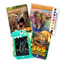 Coleção Infantil Do Rex Dinossauro Livro Quebra cabeça, Desenho, 365 atividades + Lousa Magica Dino