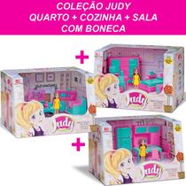 Coleção Judy Quarto Sala Cozinha com Boneca e Acessórios