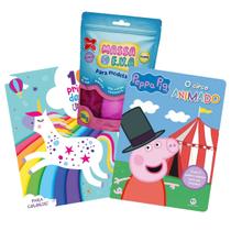 Coleção Livro Peppa Pig Com 4 Quebra Cabeças e 101 Primeiros Desenhos Unicornio + Massinha de Modelar Eva Coleção Livro Peppa Pig Com 4 Quebra Cabeças e 101 Primeiros Desenhos Unicornio + Massinha de Modelar Eva
