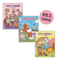 Coleção Livros De Colorir Inspirado Coleção Bobbie Goods 3 Vols Fuzzy Friends Cozy Animals Farm Friends