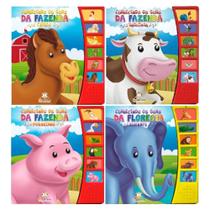 Coleção Livros Sonoros - Conhecendo Os Sons Dos Animais - Cavalo, Porquinho, Vaquinha, Elefante - Kit de Livros