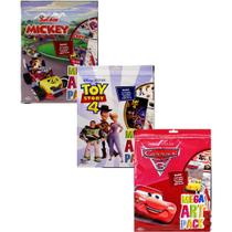 Coleção mega art pack para meninos - 3 livros - carros + mickey + toy story - Kit de Livros