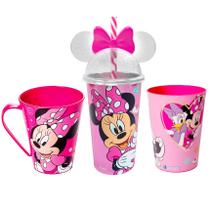 Coleção Minnie com Copinho Caneca e Copo com Orelhas Kit 3 Peças