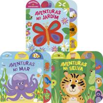 Coleção Pequenos Exploradores - 3 Livros Toque e Sinta: Aventuras no Jardim, no Mar e na Selva