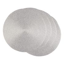Coleção Placemat DII Woven Metálico Redondo Platina Prata Coleção Placemat DII Woven Metálico Redondo Platina Prata