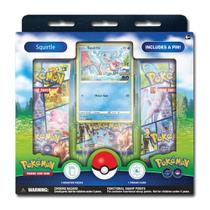 Coleção Pokémon TCG Go Pin Squirtle com cartão promocional e pino