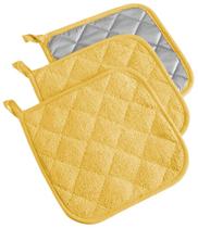 Coleção Potholder DII Basic Terry 100% algodão amarelo, 3 peças
