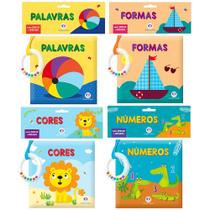 Coleção Primeiro Livro do Bebe Em Tecido Com Chocalho Primeiras Palavras Números Formas e Cores Biblioteca do Bebe