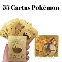 Coleção Rara de Cartas Pokémon em Ouro - Kit com 55 Unidades Edição Limitada