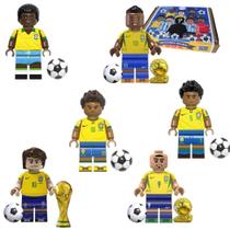 Coleção Seleção Brasileira 6 Bonecos Minifigures em Blocos de Montar Lets Go Toys 6 Lendas do Futebol