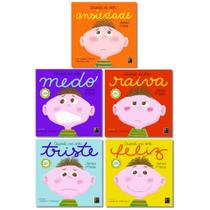 Coleção Sentimentos e Emoções 5 Mini livros - Ansiedade - Medo - Raiva - Triste e Feliz