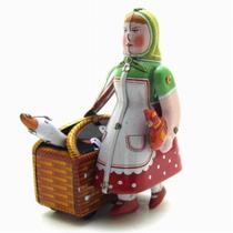 Coleção Toy Tin Vintage Peasant Woman Clockwork Wind Up