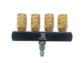 Colector de ar Zeluga 22-160 industrial de 4 vias com 4 acopladores