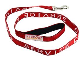 Coleira Albcorp Service Dog bordada com alça acolchoada de neoprene e fios refletivos, 4 pés, para arreios, coletes ou coleiras, vermelha Coleira Albcorp Service Dog bordada com alça acolchoada de neoprene e fios refletivos, 4 pés, para arreios, coletes ou coleiras, vermelha