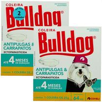 Coleira antipulgas e carrapatos bulldog 4 com 64cm e 25g para cães e gatos coveli kit com 2