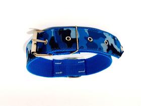 Coleira cachorro xadrez nylon cor azul nº. 6 (40cm-54cm)
