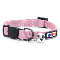 Coleira Cat Pawtitas Reciclada Refletiva com Fivela de Segurança Rosa