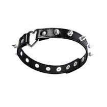 Coleira Choker Luxo com Coração e Spikes Ajustável em material sintético