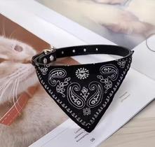 Coleira com Bandana Ajustável para Gato e Cachorro De Pequeno Porte 43cm x 2cm Pet Estiloso Preto Coleira com Bandana Ajustável para Gato e Cachorro De Pequeno Porte 43cm x 2cm Pet Estiloso Preto