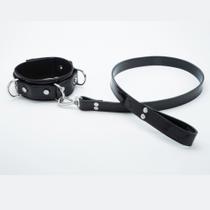 Coleira com Guia Choker Gargantilha Feminina Masculina Gótica Couro Legítimo Cosplay Egirl Sub - PrettyPervy Acessórios