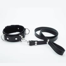 Coleira com Guia Choker Gargantilha Feminina Masculina Gótica Couro Legítimo Cosplay Egirl Sub - PrettyPervy Acessórios