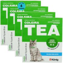 Coleira Contra Pulgas e Carrapatos TEA Para Gatos com 33cm Kit Com 4 unidades