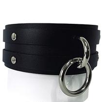 Coleira Couro Choker Feminino Masculino Humano Social Gargantilha Gótica Argola