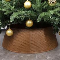 Coleira de árvore de Natal Blissun 73cm D redonda de plástico marrom