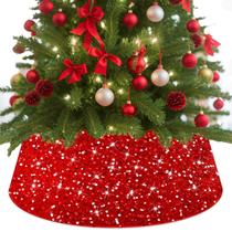 Coleira de árvore de Natal BSHSPX Red Sequin, anel de árvore de Natal de 60 cm Coleira de árvore de Natal BSHSPX Red Sequin, anel de árvore de Natal de 60 cm
