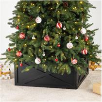 Coleira de árvore de Natal Glitzhome lavada em madeira preta 22L Coleira de árvore de Natal Glitzhome lavada em madeira preta 22L