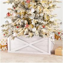 Coleira de Árvore de Natal Glitzhome - Lavada, Madeira Branca, 22L Coleira de Árvore de Natal Glitzhome - Lavada, Madeira Branca, 22L