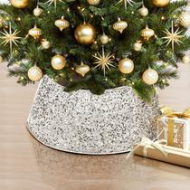 Coleira de árvore de Natal LASPERAL Silver Glitter Sequin Xmas Coleira de árvore de Natal LASPERAL Silver Glitter Sequin Xmas