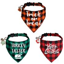 Coleira de bandana Cat STMK, pacote com 3 campainhas de Natal ajustáveis de 8 a 12 polegadas